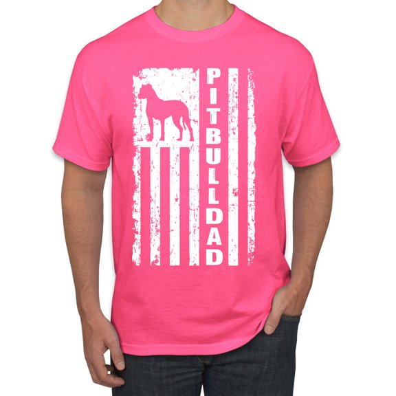 Pitbull Dad Dog Dag Funny Gift | Mens Dog Lover Graphic T-Shirt, Neon Pink, 2XL