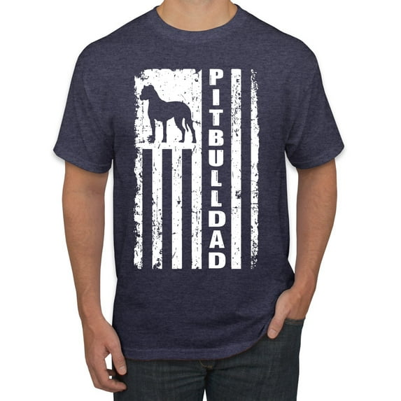 Pitbull Dad Dog Dag Funny Gift | Mens Dog Lover Graphic T-Shirt, Vintage Heather Navy, Large