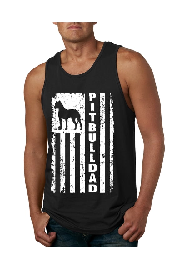 Pitbull Dad Dog Dag Funny Gift | Mens Dog Lover Graphic Tank Top, Black, Large