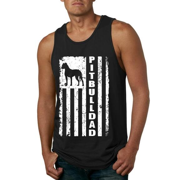 Pitbull Dad Dog Dag Funny Gift | Mens Dog Lover Graphic Tank Top, Black, Small