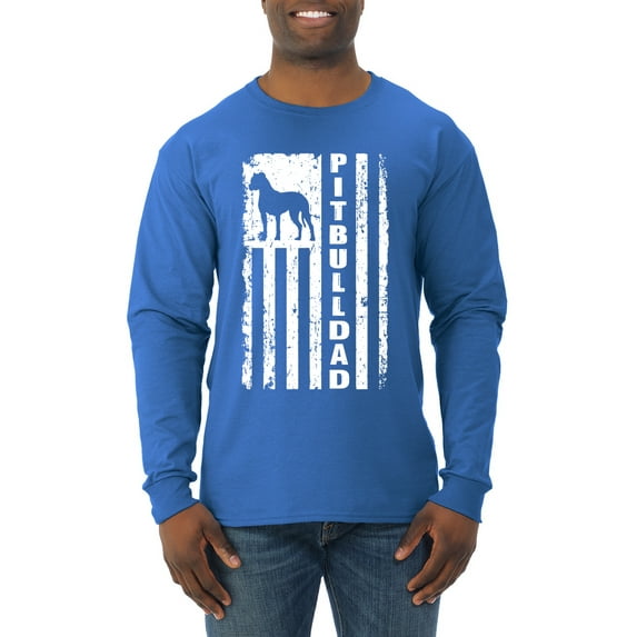 Pitbull Dad Dog Dag Funny Gift | Mens Dog Lover Long Sleeve T-Shirt, Royal, 3XL