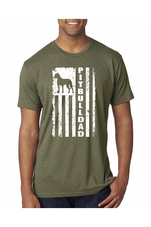Pitbull Dad Dog Dag Funny Gift | Mens Dog Lover Premium Tri Blend T-Shirt, Military Green, X-Large