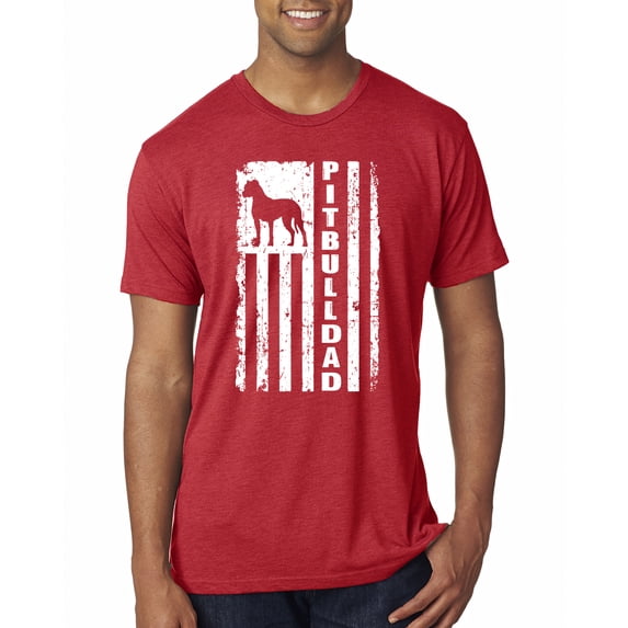 Pitbull Dad Dog Dag Funny Gift | Mens Dog Lover Premium Tri Blend T-Shirt, Vintage Red, Small
