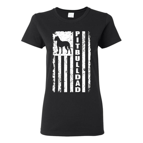 Pitbull Dad Dog Dag Funny Gift | Womens Dog Lover Graphic T-Shirt, Black, Large