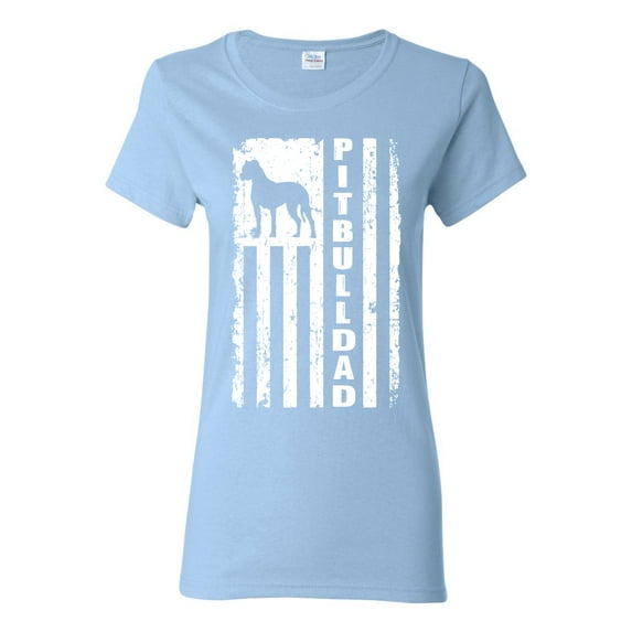 Pitbull Dad Dog Dag Funny Gift | Womens Dog Lover Graphic T-Shirt, Light Blue, 2XL