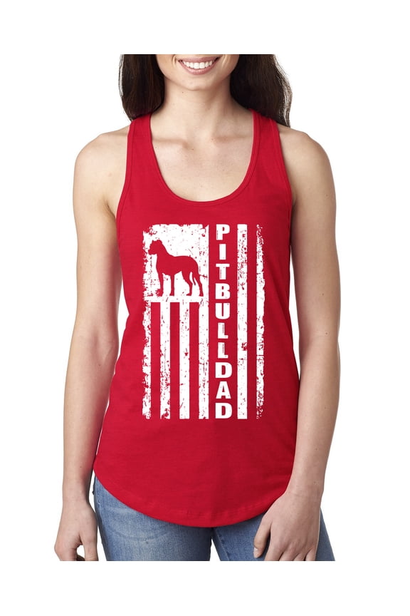 Pitbull Dad Dog Dag Funny Gift | Womens Dog Lover Jersey Racerback Tank Top, Red, Large