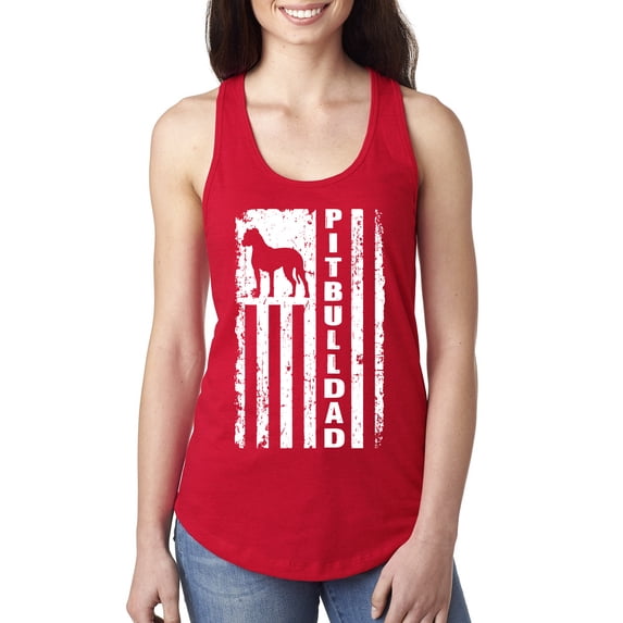 Pitbull Dad Dog Dag Funny Gift | Womens Dog Lover Jersey Racerback Tank Top, Red, Small