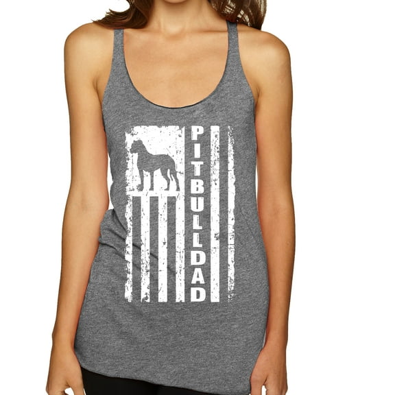 Pitbull Dad Dog Dag Funny Gift | Womens Dog Lover Premium Tri-Blend Racerback Tank Top, Premium Heather, Small