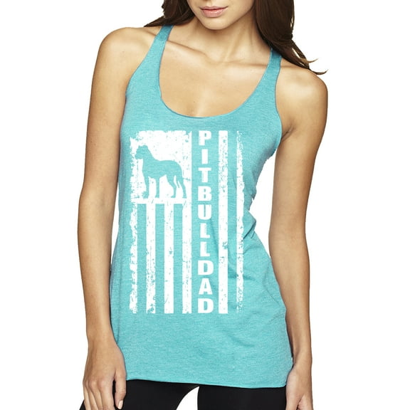 Pitbull Dad Dog Dag Funny Gift | Womens Dog Lover Premium Tri-Blend Racerback Tank Top, Tahiti Blue, X-Large