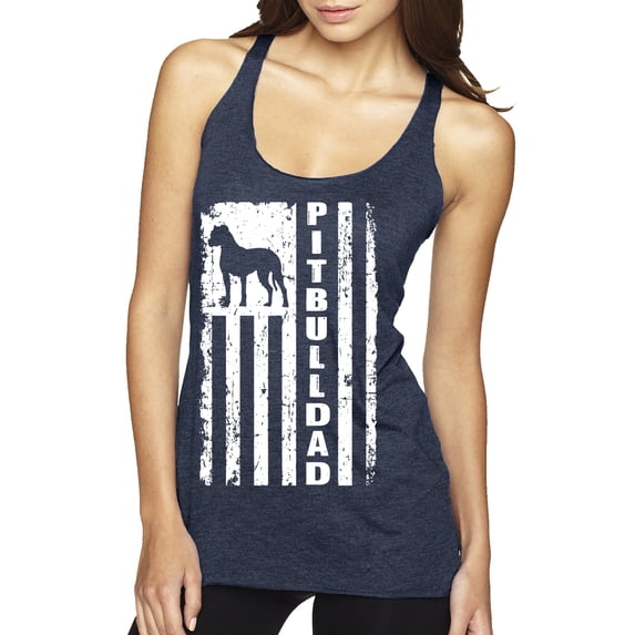 Pitbull Dad Dog Dag Funny Gift | Womens Dog Lover Premium Tri-Blend Racerback Tank Top, Vintage Navy, X-Large
