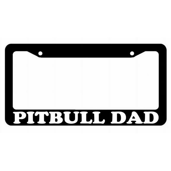 Pitbull Dad I Love My Rescue Dog Black Plastic License Plate Frame #339