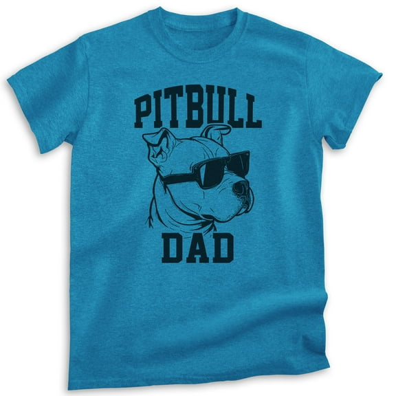 Pitbull Dad T-shirt, Unisex Men's Shirt, Pit Bull Terrier Owner, Best Dog Dad Gift, Heather Blue, XX-Large