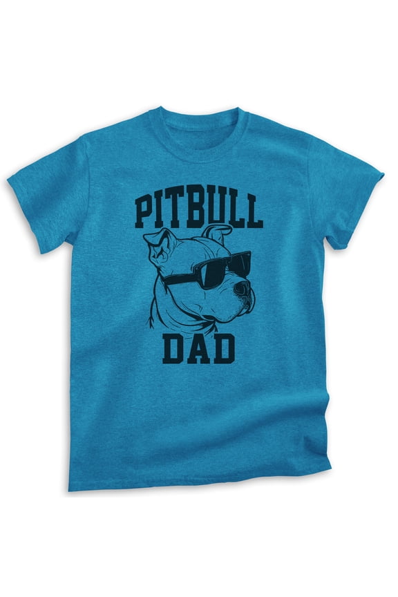 Pitbull Dad T-shirt, Unisex Men's Shirt, Pit Bull Terrier Owner, Best Dog Dad Gift, Heather Blue, XX-Large
