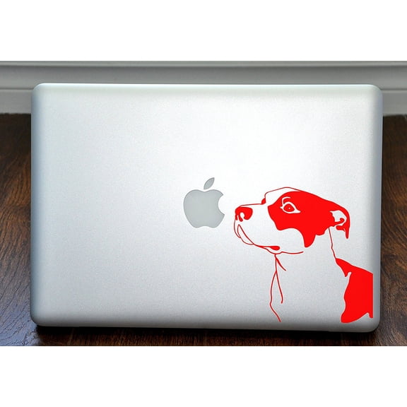 Pitbull Dog Breed Sniffing Apple Red Decal for 13" Macbook