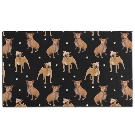 Pitbull Dog and Footprint Door Rugs,Washable Non Slip Door Mats Indoor,Decorative Door Mats,Entry Mat Indoor for Entrance,Bedroom,Kitchen,Bathroom,17"x30"