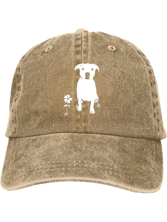 Pitbull Dog Silhouette Baseball Cap Vintage Adjustable Washed Hats Cowboy Hats Denim Dad Hat for Men Women Boy Girl