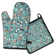 thumbnail image 1 of Pitbull Dog and Flower Floral Kitchen Oven Mitt and Pot Holder Sets 2 Pcs for Baking, Cooking and Grilling, Heat Resistant Up To 392 °F, 1 of 7