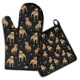thumbnail image 1 of Pitbull Dog and Footprint Kitchen Oven Mitt and Pot Holder Sets 2 Pcs for Baking, Cooking and Grilling, Heat Resistant Up To 392 °F, 1 of 7