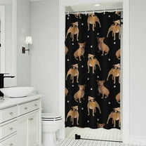 Pitbull Dog and Footprint Shower Curtain 36"x72" ,Bathroom Decorative Shower Curtains Set with 12 Hooks,Modern Waterproof Washable Shower Curtain