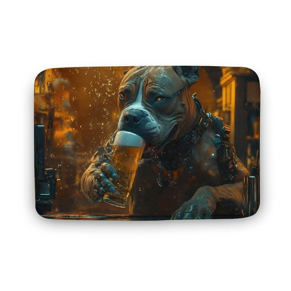 Pitbull Drinking Beer in A Bar Welcome Door Mat for Home Entrance Outdoors Mats Entry Rugs Non Slip Coral Velvet Inside Floor Mats 15.7"x23.6"