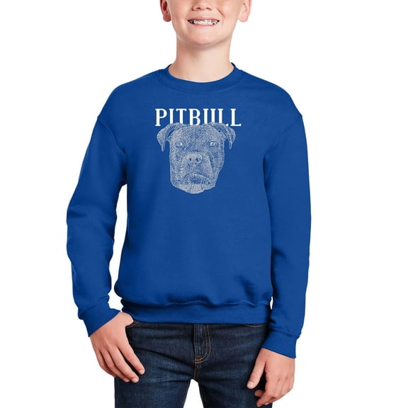 Pitbull Face - Boy's Word Art Crewneck Sweatshirt