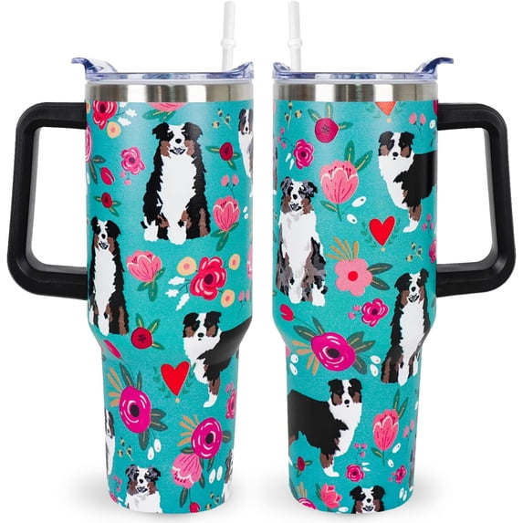 Pitbull Gifts Dog Tumbler Cup for Women Men 40oz Stainless Steel Insulated Travel Mug with Lid and Straw
