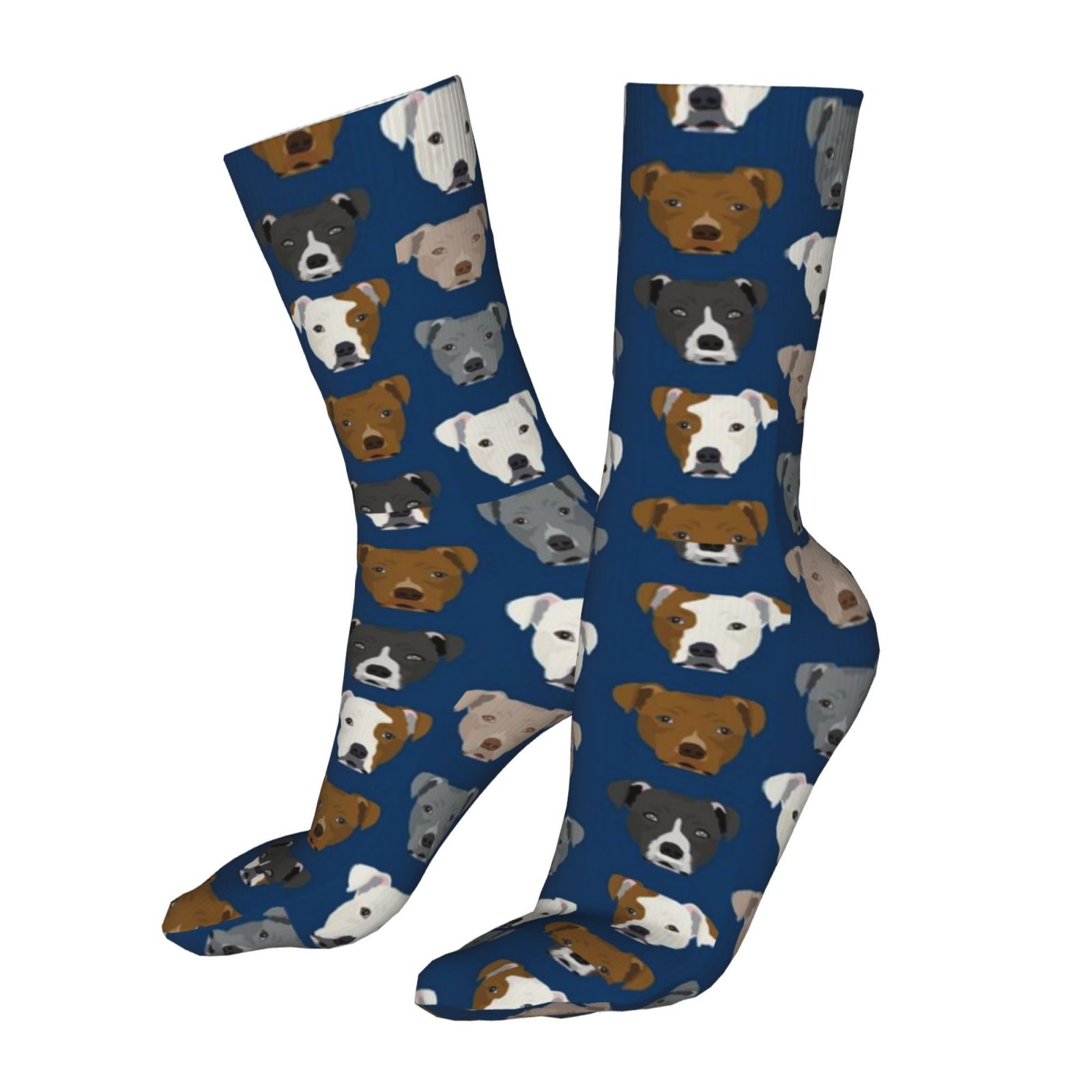 Pitbull Heads Socks for Women Men Novelty Colorful Crew Socks Casual