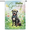 thumbnail image 1 of Pitbull Hello Spring Time Flower Floral Nature House Flag 28x40in Double Sided Terrier Dog Lover Outdoor Decor - 02031, 1 of 5