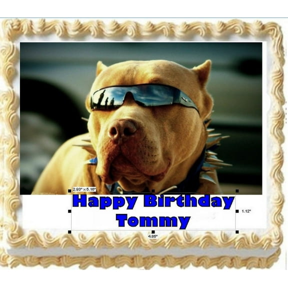 Pitbull Image Edible Cake Topper Frosting Sheet