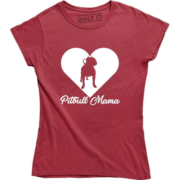 Pitbull Mama Heart Women's Proud Animal Lover Dog Funny T-Shirt