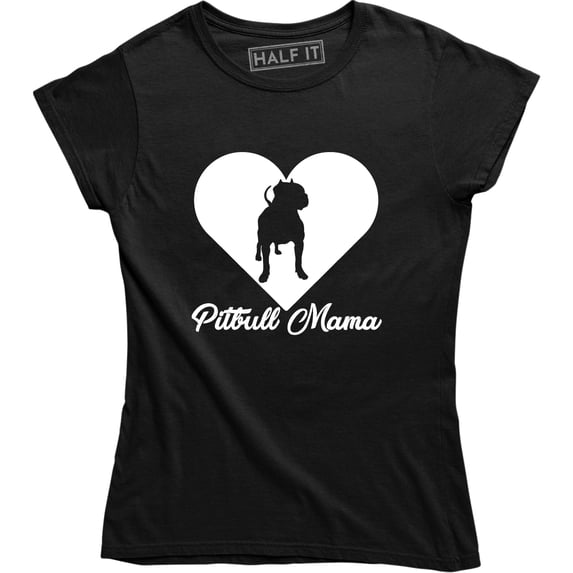 Pitbull Mama Heart Women's Proud Animal Lover Dog Funny T-Shirt