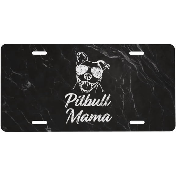 Pitbull Mama License Plate Aluminum Metal Decorative Car Front License Plate, for Car, Truck or SUV 6 X 12 Inch