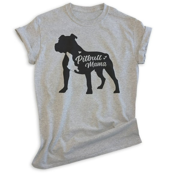 Pitbull Mama T-shirt, Unisex Women's Shirt, Pit Bull Terrier Owner, Best Dog Mama Gift, Heather Gray, Medium