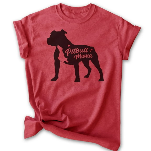 Pitbull Mama T-shirt, Unisex Women's Shirt, Pit Bull Terrier Owner, Best Dog Mama Gift, Heather Red, Medium