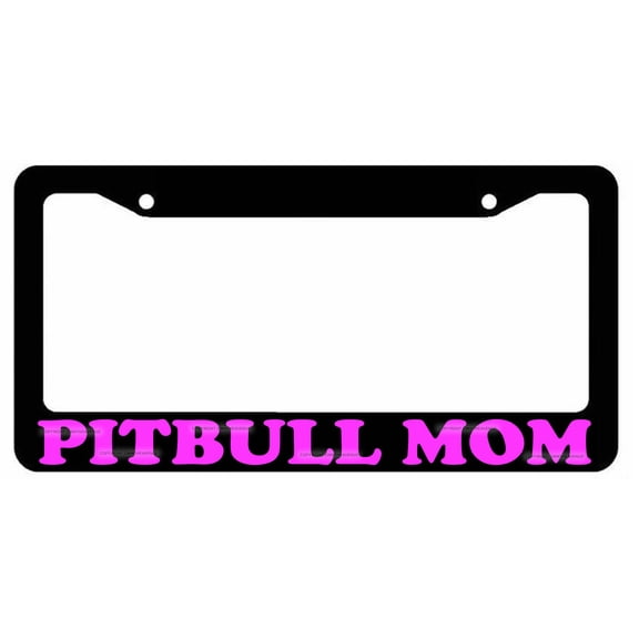 Pitbull Mom I Love My Rescue Dog Black Plastic License Plate Frame