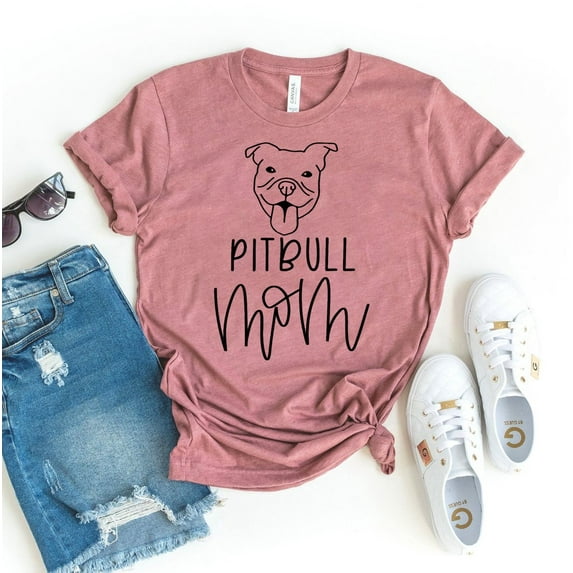 Pitbull Mom T-shirt Dog Owner Gift Women's Pet Tshirt Doggy Top Rescuer Shirts Pittie Face Shirt Paw Parent Tee