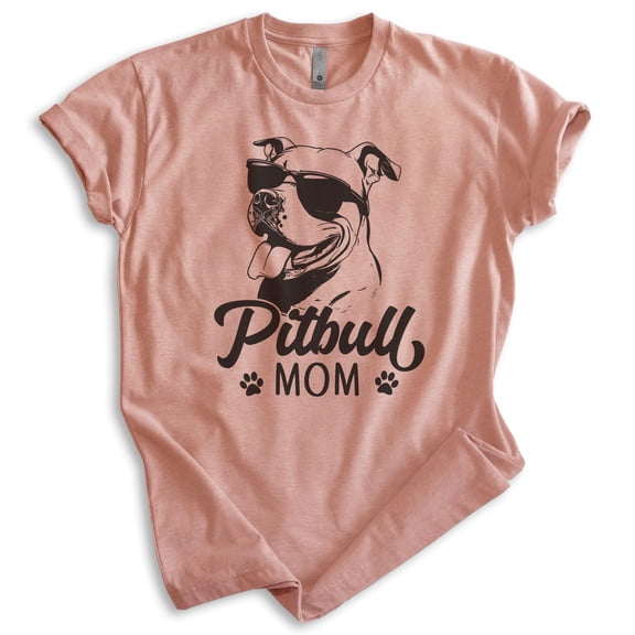 Pitbull Mom T-shirt, Unisex Women's Shirt, Pit Bull Terrier Owner, Best Dog Mom Gift, Heather Sunset, X-Large