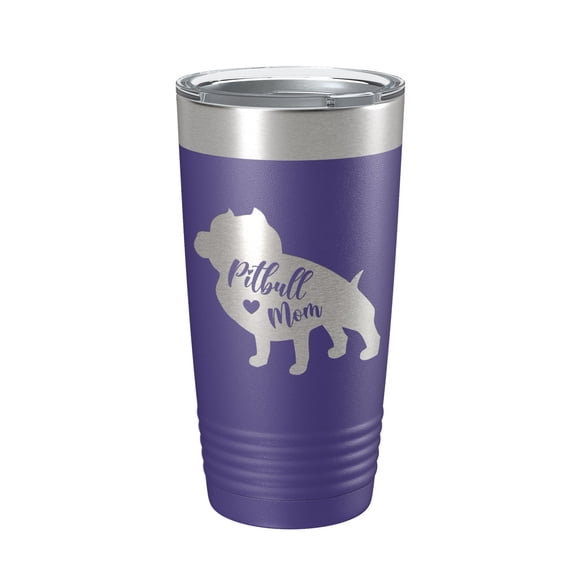 Pitbull Mom Tumbler Dog Travel Mug Gift Insulated Laser Engraved Coffee Cup Pit Bull 20 oz Purple