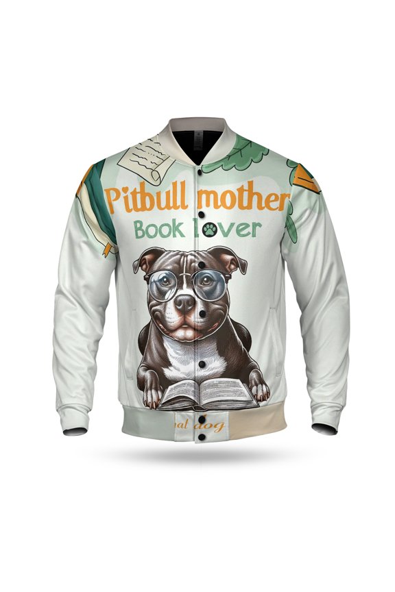 Pitbull Mother Book Lover Happy Mother's Day All Over Print 3D Baseball Jacket Terrier Dog Lover Bomber Jacket Softball - 03004