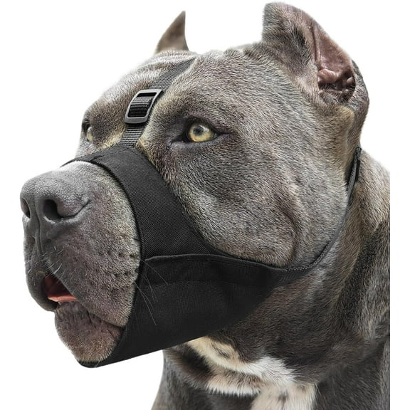 Pitbull Muzzle, Soft Dog Muzzle with Anti-Slip Strap for American Bully Bulldog Boxers Rottweilers, Fabric Mouth Guard for Medium Large Short Snout Dog Anti Biting Chewing, Allow to Drink