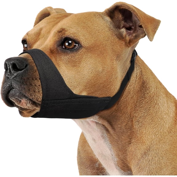 Pitbull Muzzle, Soft Muzzle for American Bully Bulldog Boxers Rottweilers, Anti Fierce Barking Biting Chewing Mouth Guard for Medium Large Short Snout Dogs in Grooming Walking Vet Visits