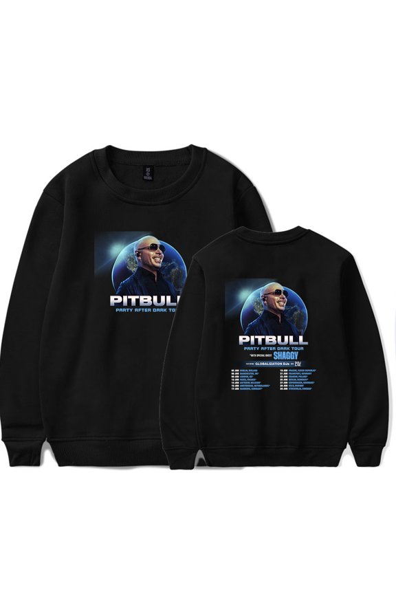 Pitbull Party After Dark Tour 2025 Merch Long Sleeve Crewneck Sweatshirt For Men/Women Fashion Streetwear