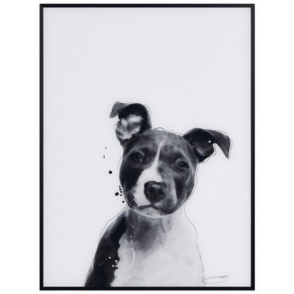 "Pitbull" Pet Paintings on Printed Glass Encased with a Gunmetal Anodized Frame