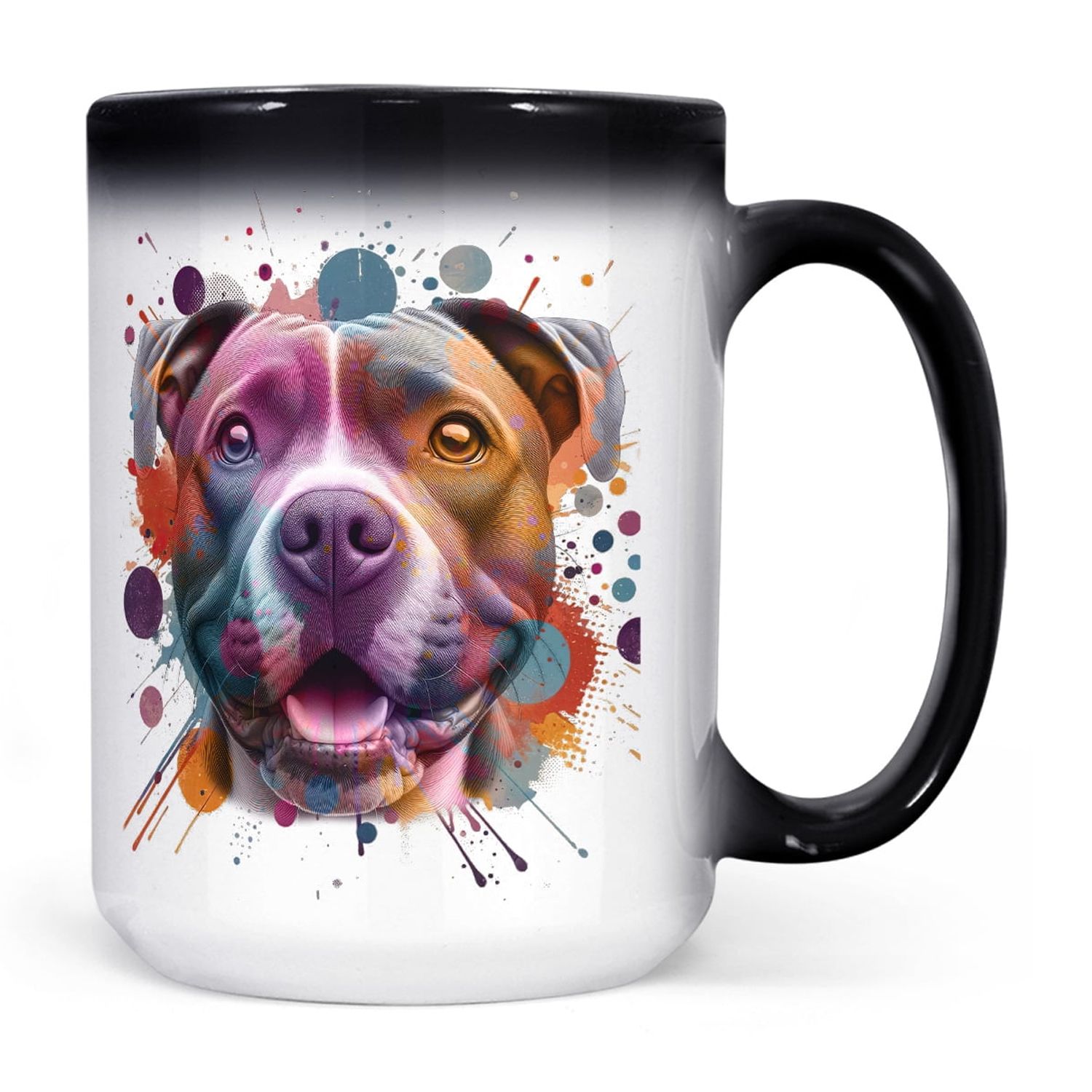 Pitbull Portrait Watercolor Vintage Retro Styles Heat Color Changing