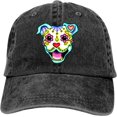 thumbnail image 1 of Pitbull Sugar Skull Baseball Cap Vintage Adjustable Washed Hats Cowboy Hats Denim Dad Hat for Men Women Boy Girl, 1 of 5