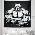 thumbnail image 1 of Pitbull Tapestry, Illustration of a Strong Pitbull Big Biceps Bodybuilder Animal Character, Fabric Wall Hanging Decor for Bedroom Living Room Dorm, 5 Sizes, White Charcoal Grey, by Ambesonne, 1 of 1