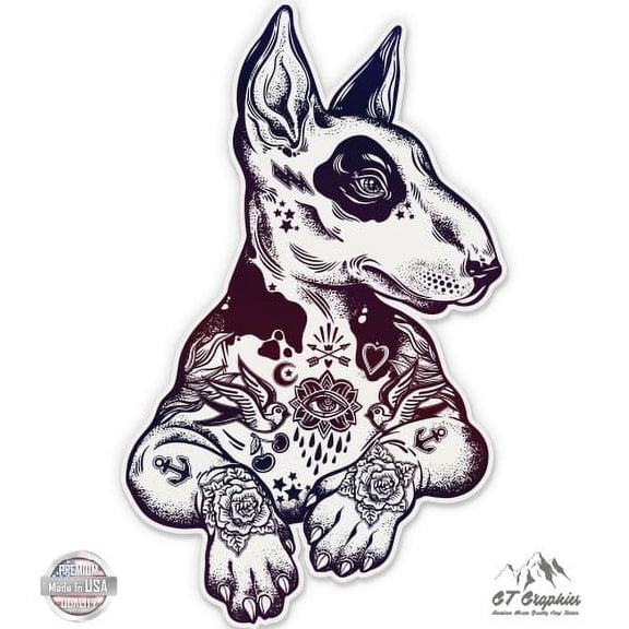 Pitbull Tatoo - 3" Vinyl Sticker - For Car Laptop I-Pad Phone Helmet Hard Hat - Waterproof Decal