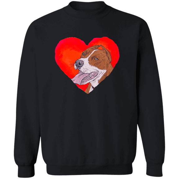 Pitbull Valentine Heart For Dogs And Animal Lovers Crewneck Pullover Sweatshirt