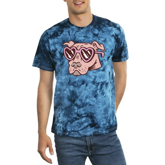 Pitbull W Heart Sunglasses Tie Dye Crystal Men -Smartprints Designs, Male Large