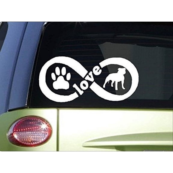 Pitbull uncropped Infinity *I417* 8.5 inch White Sticker pit bull american bully